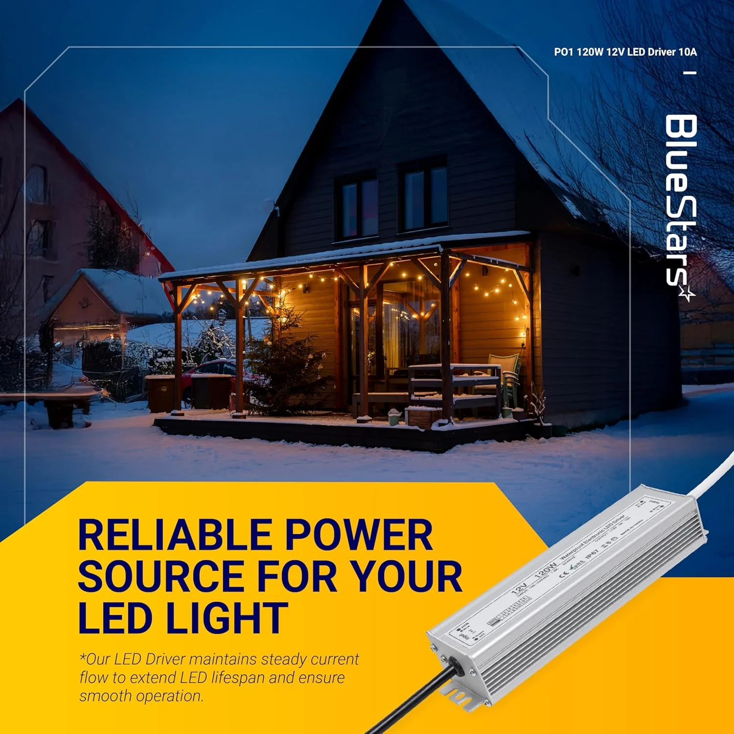 [Lifetime Warranty] 120W 12V LED Power Supply Driver 10A AC 100-260V to 12V DC Transformer IP67 Waterproof - Image 3