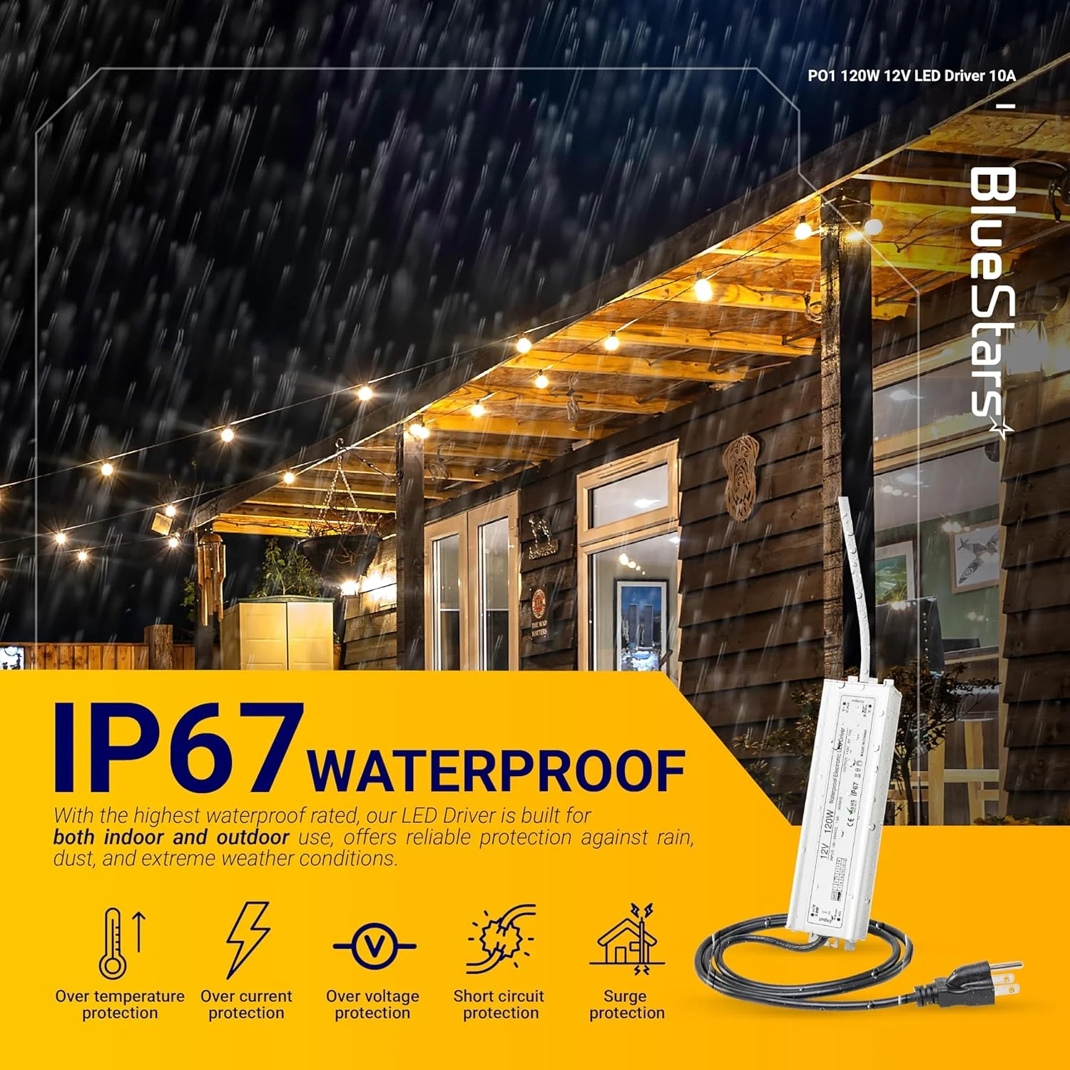 [Lifetime Warranty] 120W 12V LED Power Supply Driver 10A AC 100-260V to 12V DC Transformer IP67 Waterproof - Image 5