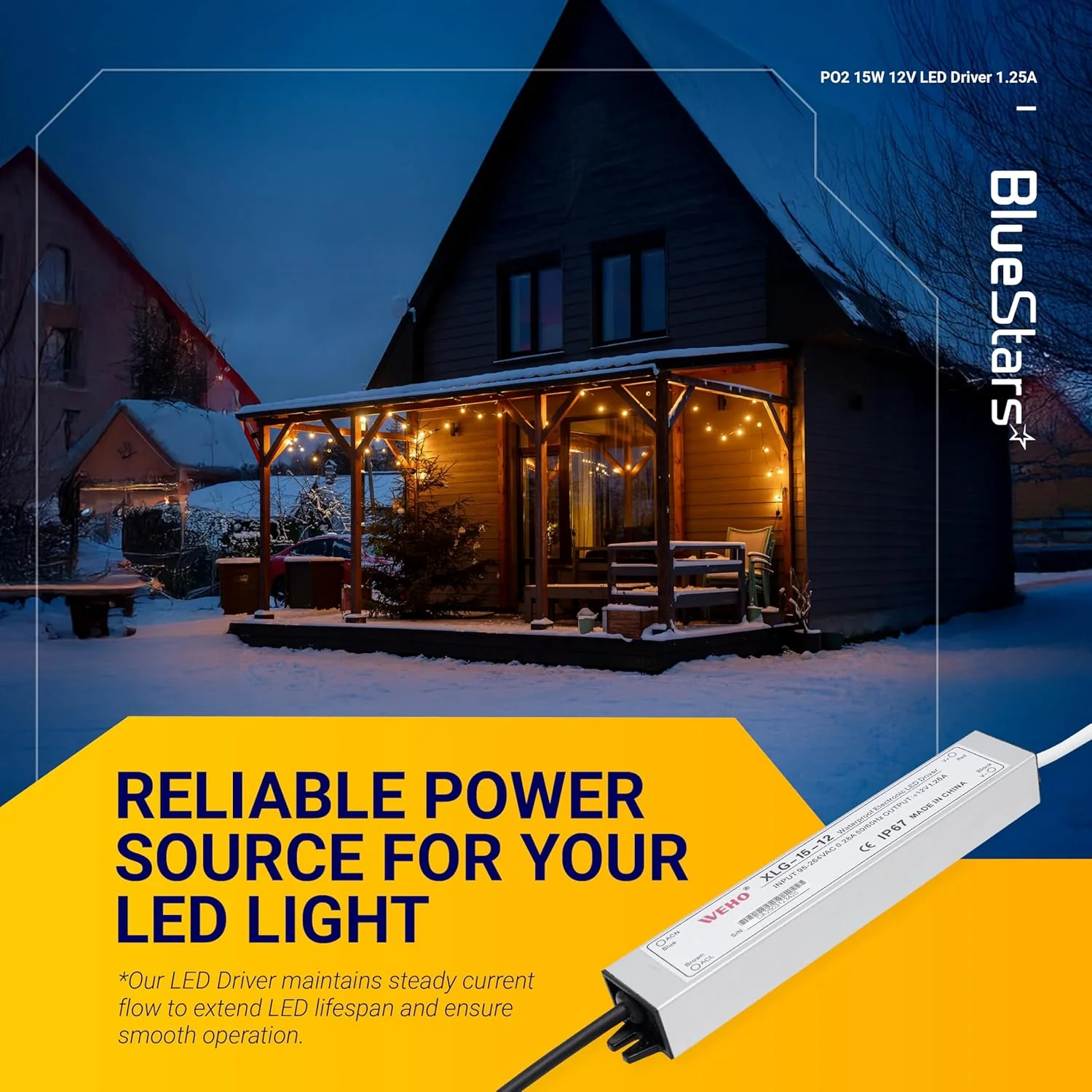 [Lifetime Warranty] 15W 12V LED Power Supply Driver 1.25A, 120V AC to 12V DC, IP67 Waterproof - Pack of 2 - Image 3