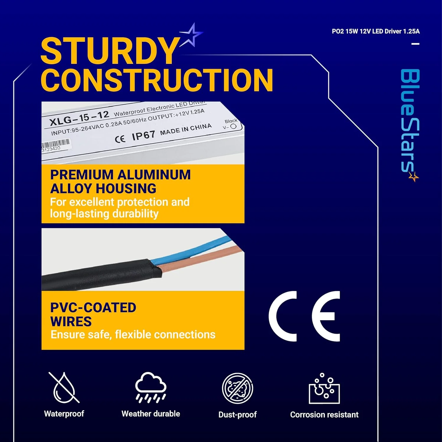 [Lifetime Warranty] 15W 12V LED Power Supply Driver 1.25A, 120V AC to 12V DC, IP67 Waterproof - Pack of 2 - Image 4