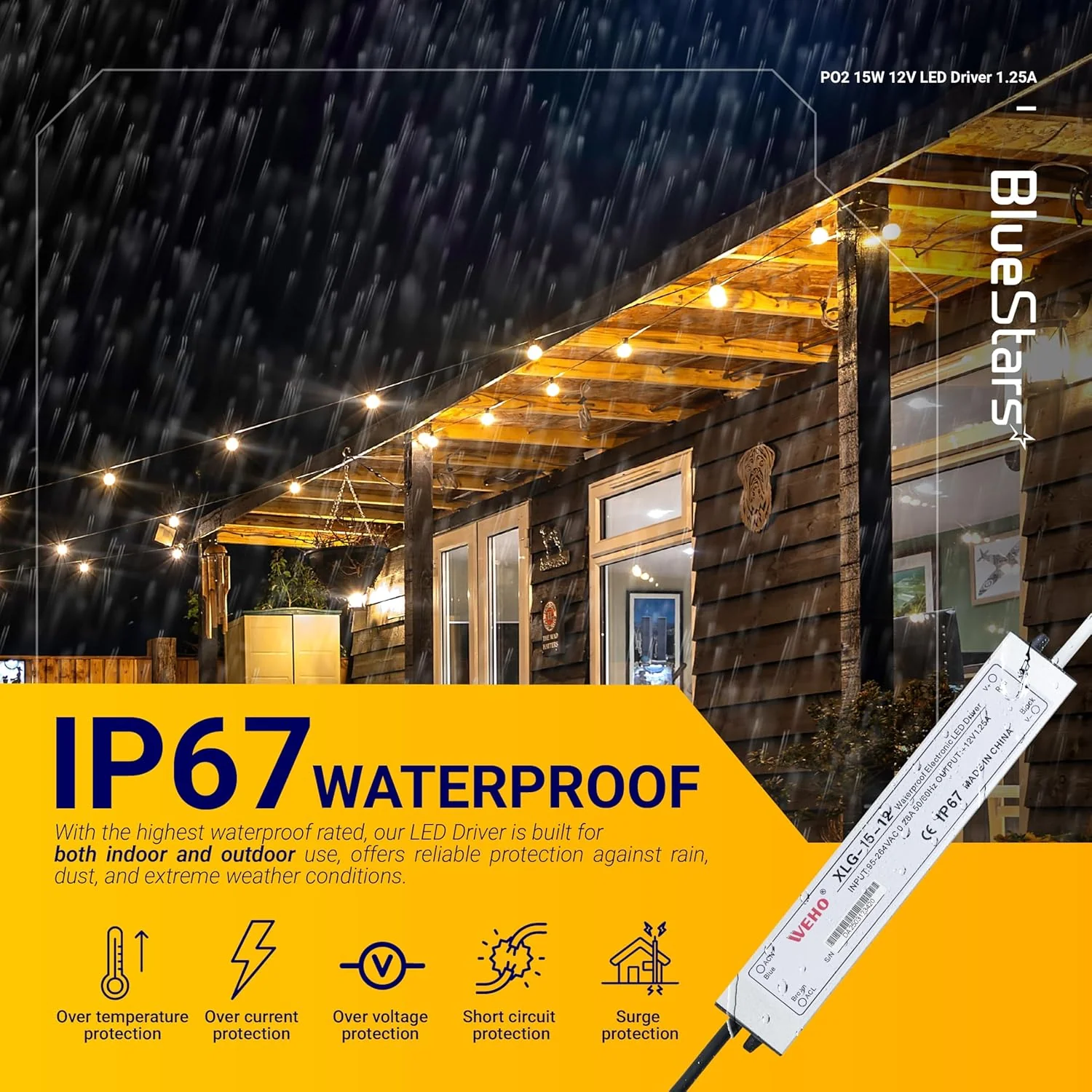 [Lifetime Warranty] 15W 12V LED Power Supply Driver 1.25A, 120V AC to 12V DC, IP67 Waterproof - Pack of 2 - Image 5