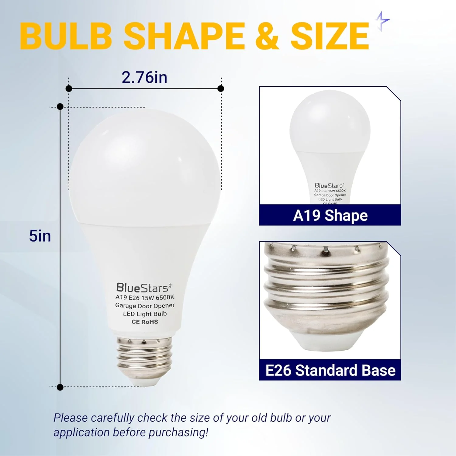 [Lifetime Warranty] 15W Universal Garage Door Opener LED Light Bulb 100W Equivalent 1500Lm Ultra Bright 120V A19 Bulbs with E26 Base - Pack of 2 - Image 3