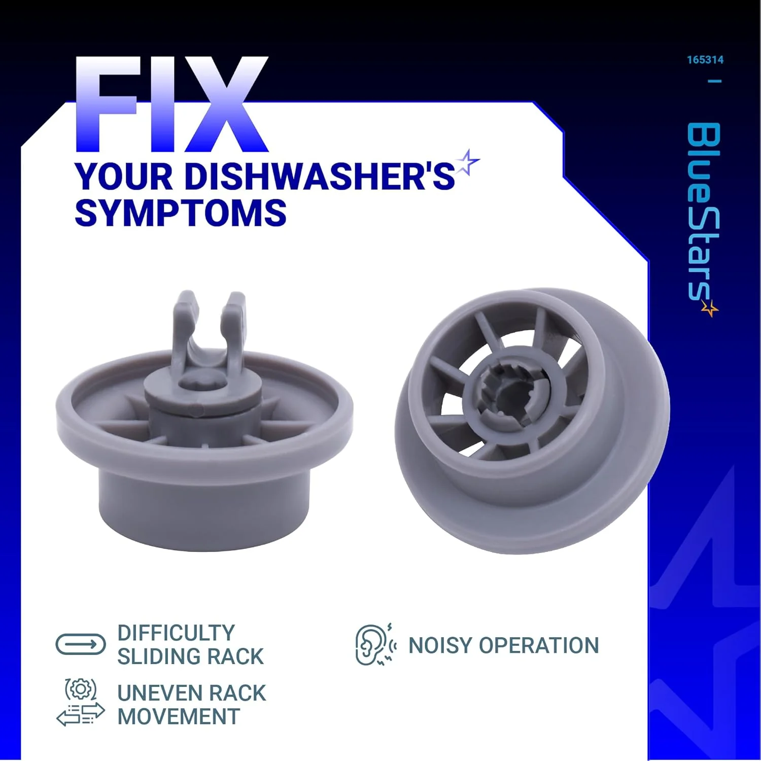 [Lifetime Warranty] 165314 Dishwasher Lower Rack Wheel - Pack of 12 - Image 6