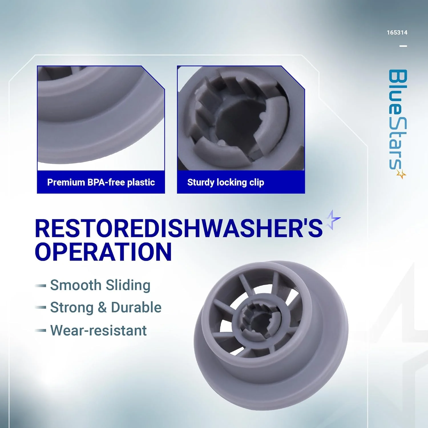 [Lifetime Warranty] 165314 Dishwasher Lower Rack Wheel - Pack of 4 - Image 3