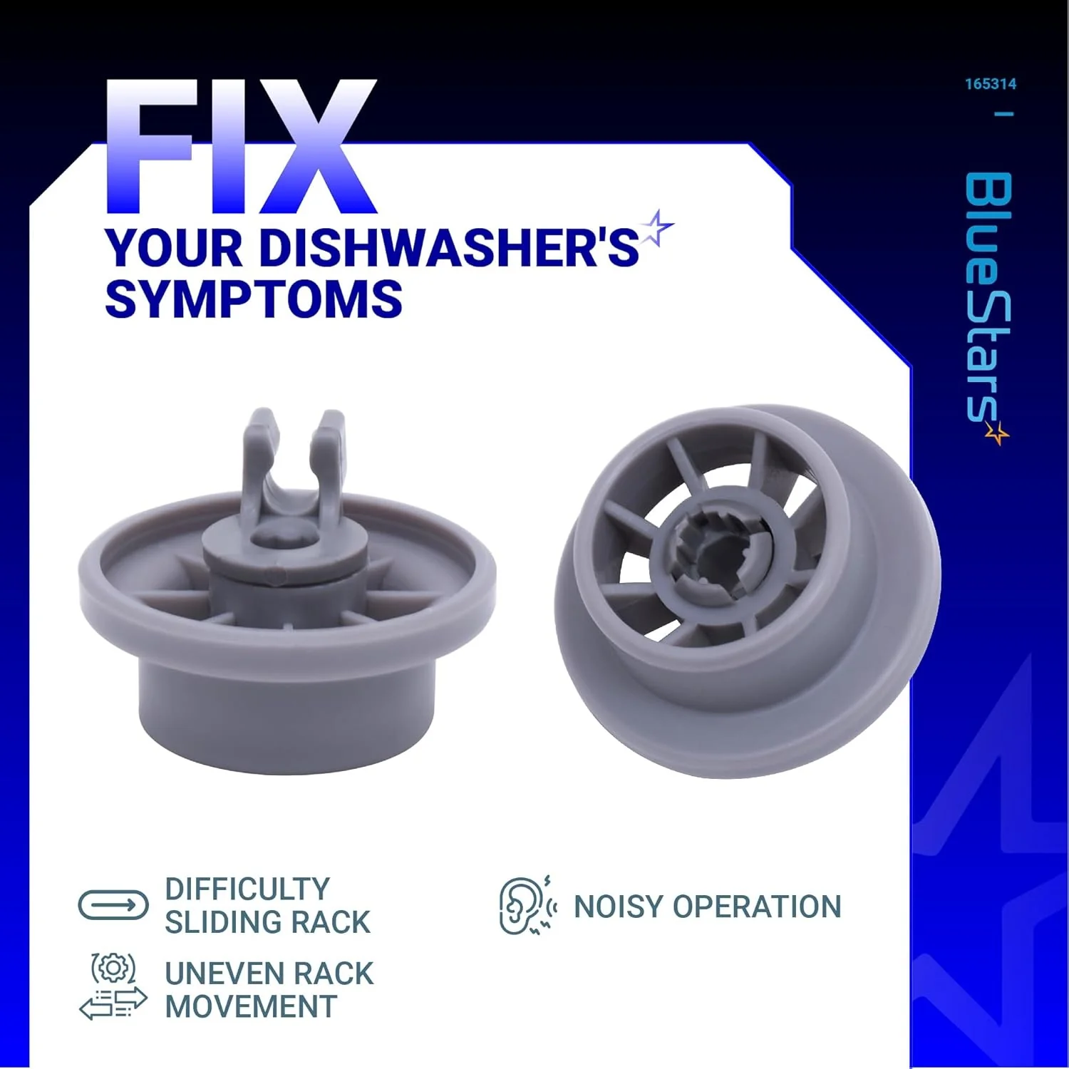 [Lifetime Warranty] 165314 Dishwasher Lower Rack Wheel - Pack of 4 - Image 6