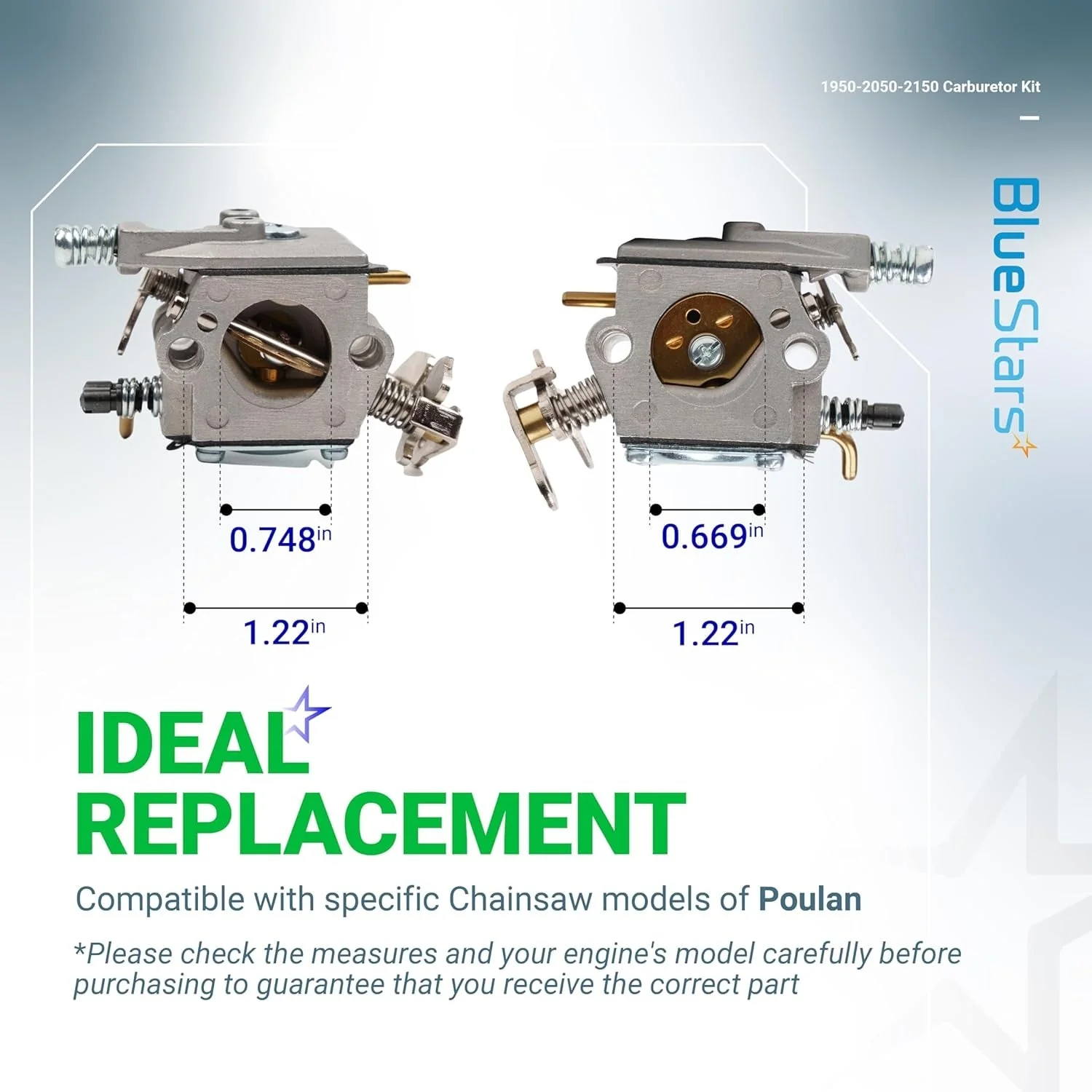 [Lifetime Warranty] 1950 2050 2150 Carburetor Kit (1 carburetor, 1 fuel filter, 1 air filter, 2 yellow fuel lines, 1 primer bulb,1 spark plug,1 gasket) - Image 4