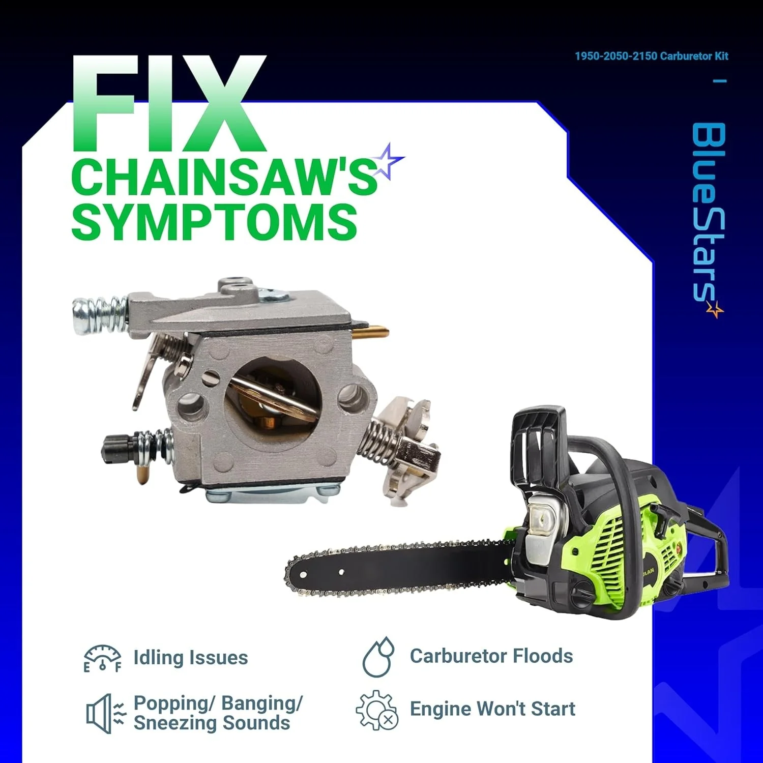 [Lifetime Warranty] 1950 2050 2150 Carburetor Kit (1 carburetor, 1 fuel filter, 1 air filter, 2 yellow fuel lines, 1 primer bulb,1 spark plug,1 gasket) - Image 7