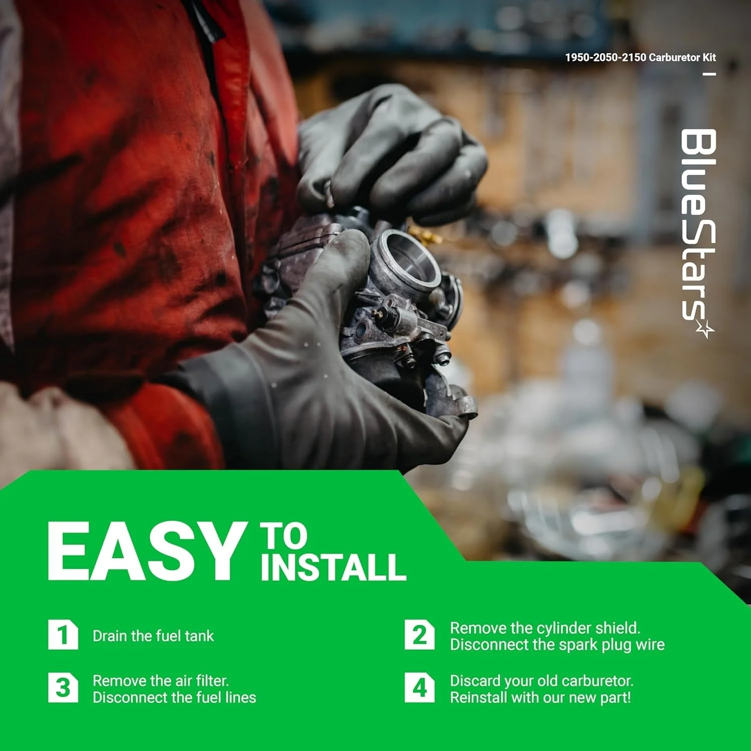 [Lifetime Warranty] 1950 2050 2150 Carburetor Kit (1 carburetor, 1 fuel filter, 1 air filter, 2 yellow fuel lines, 1 primer bulb,1 spark plug,1 gasket) - Image 8