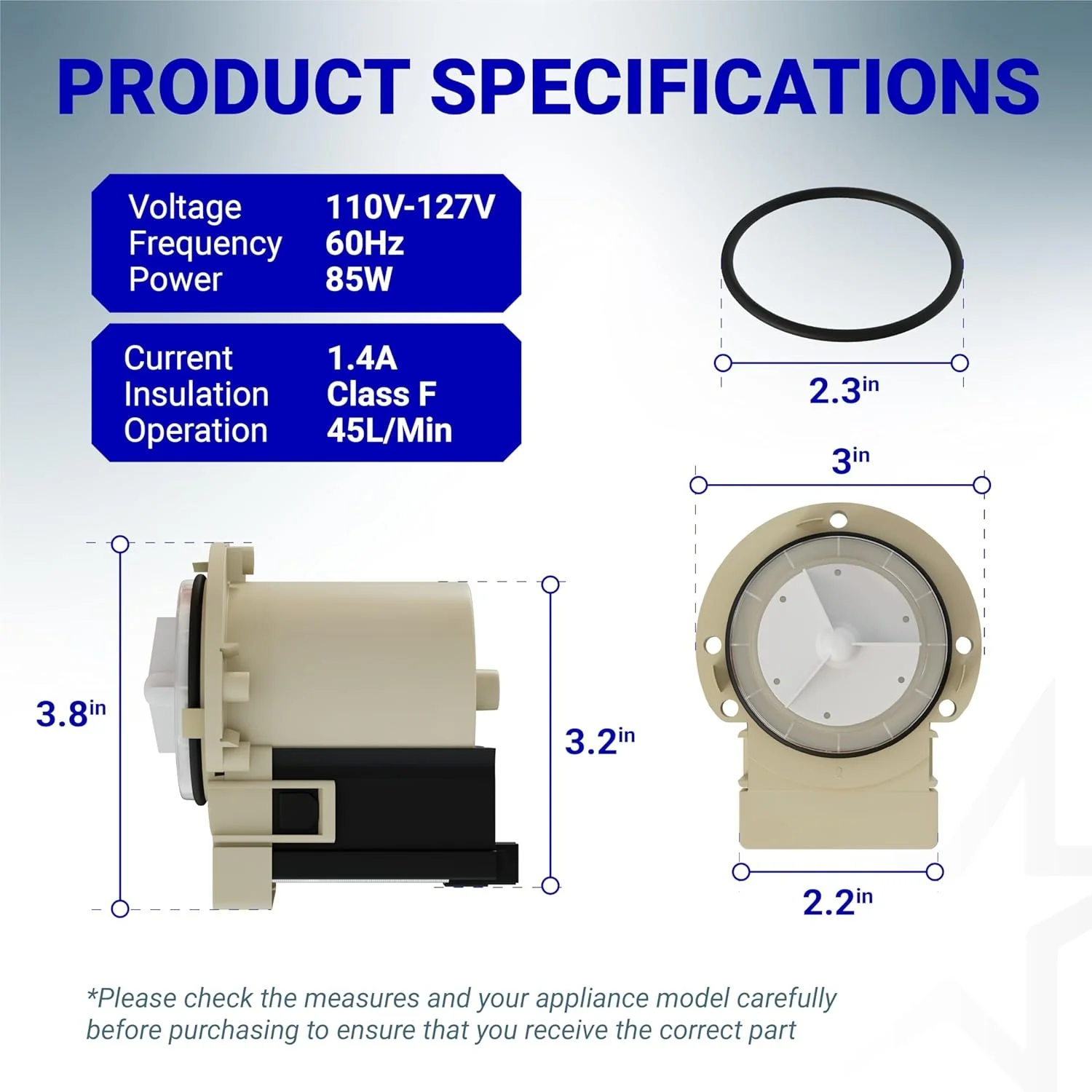 [Lifetime Warranty] 280187 8181684 Washer Drain Pump Motor Askoll m75 - Image 3