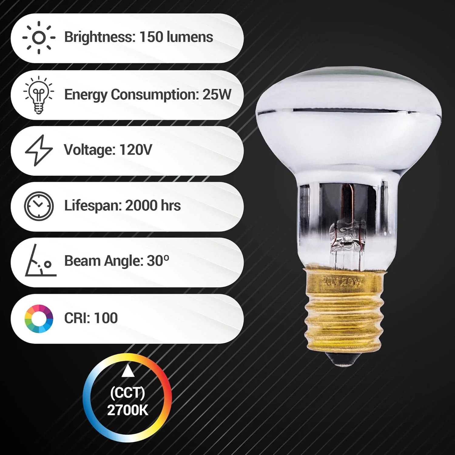 [Lifetime Warranty] R39 E17 25 Watt Lava Lamp Bulbs for Lava Lamps - Pack of 4 - Image 3