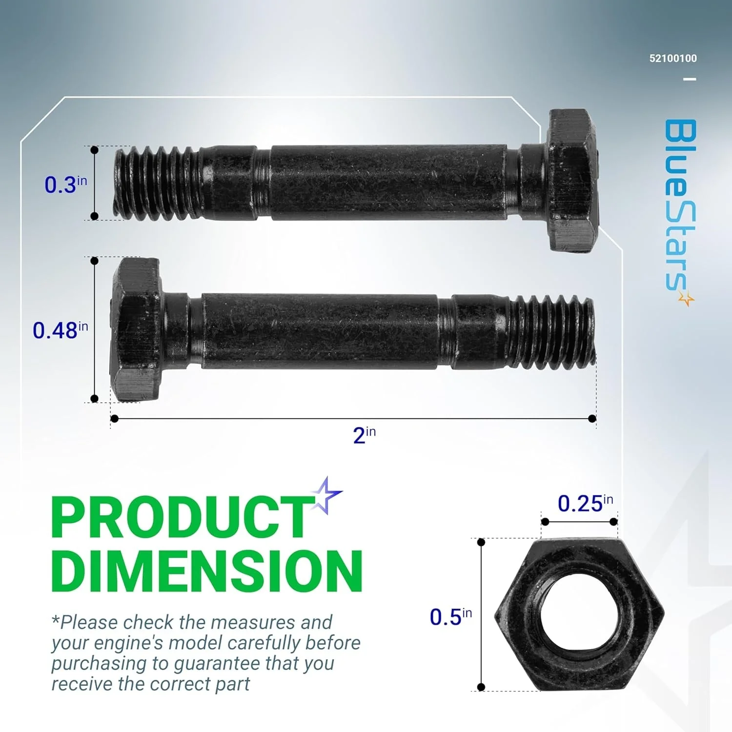 [Lifetime Warranty] 52100100 Snow Blower Shear Pins and Nuts - Pack of 10 - Image 3
