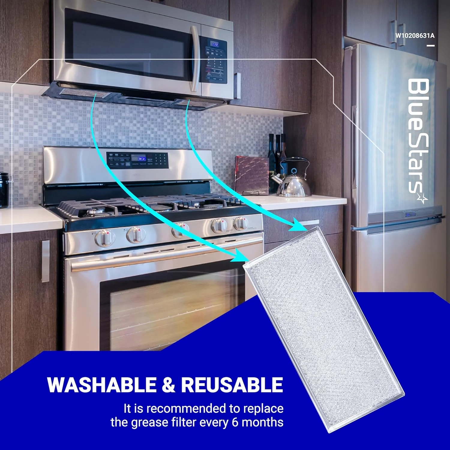 [Lifetime Warranty] W10208631A Microwaves Grease Filter 5.78" x 12.91" - Pack of 5 - Image 5