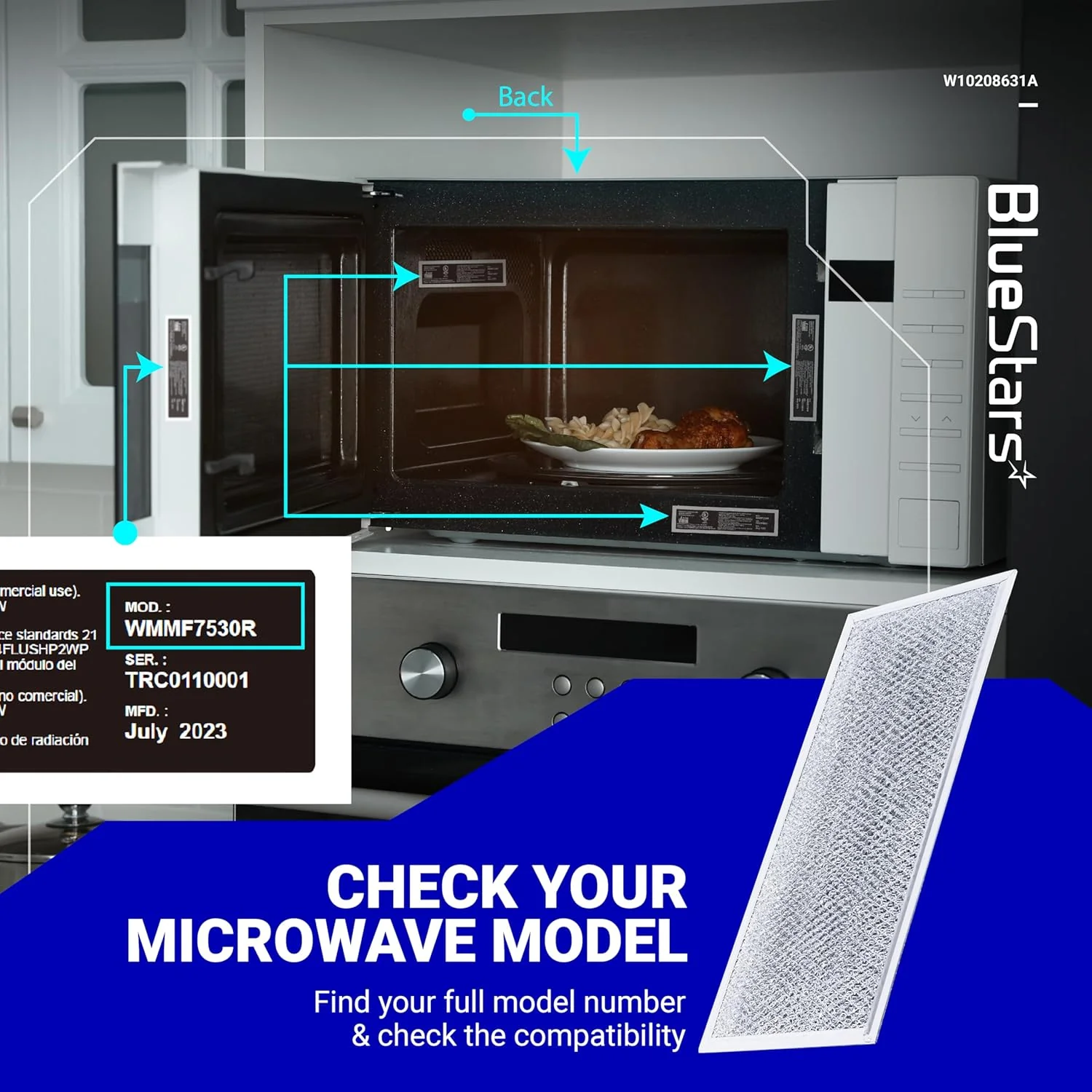 [Lifetime Warranty] W10208631A Microwaves Grease Filter 5.78" x 12.91" - Pack of 5 - Image 6