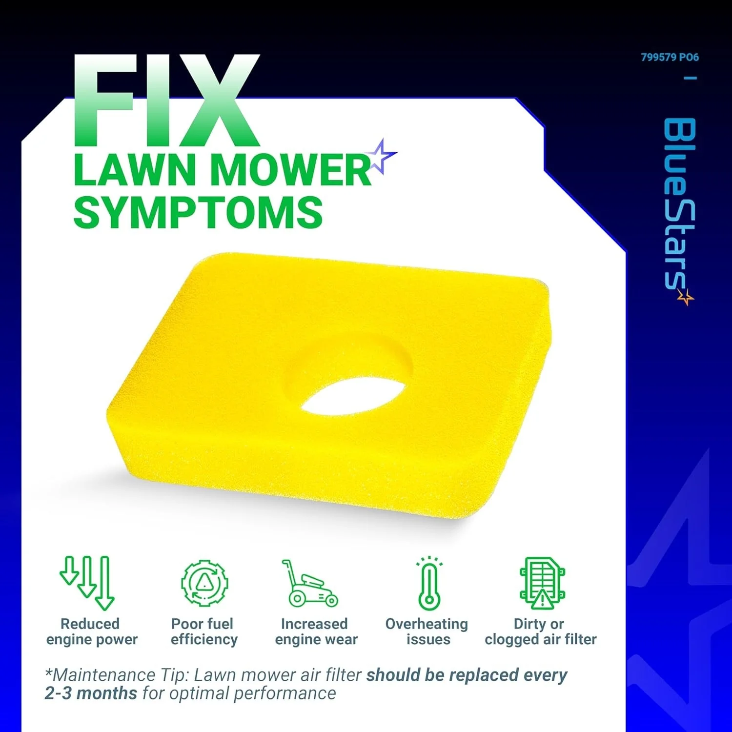 [Lifetime Warranty] 6 Pcs 799579 Air Cleaner Foam Filter - Image 3