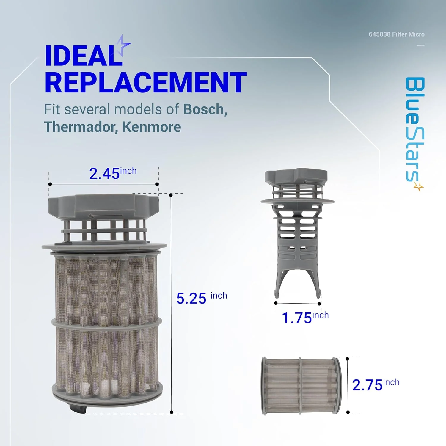 [Lifetime Warranty] 645038 Dishwasher Drain Mesh Micro Filter Compatible - Image 3