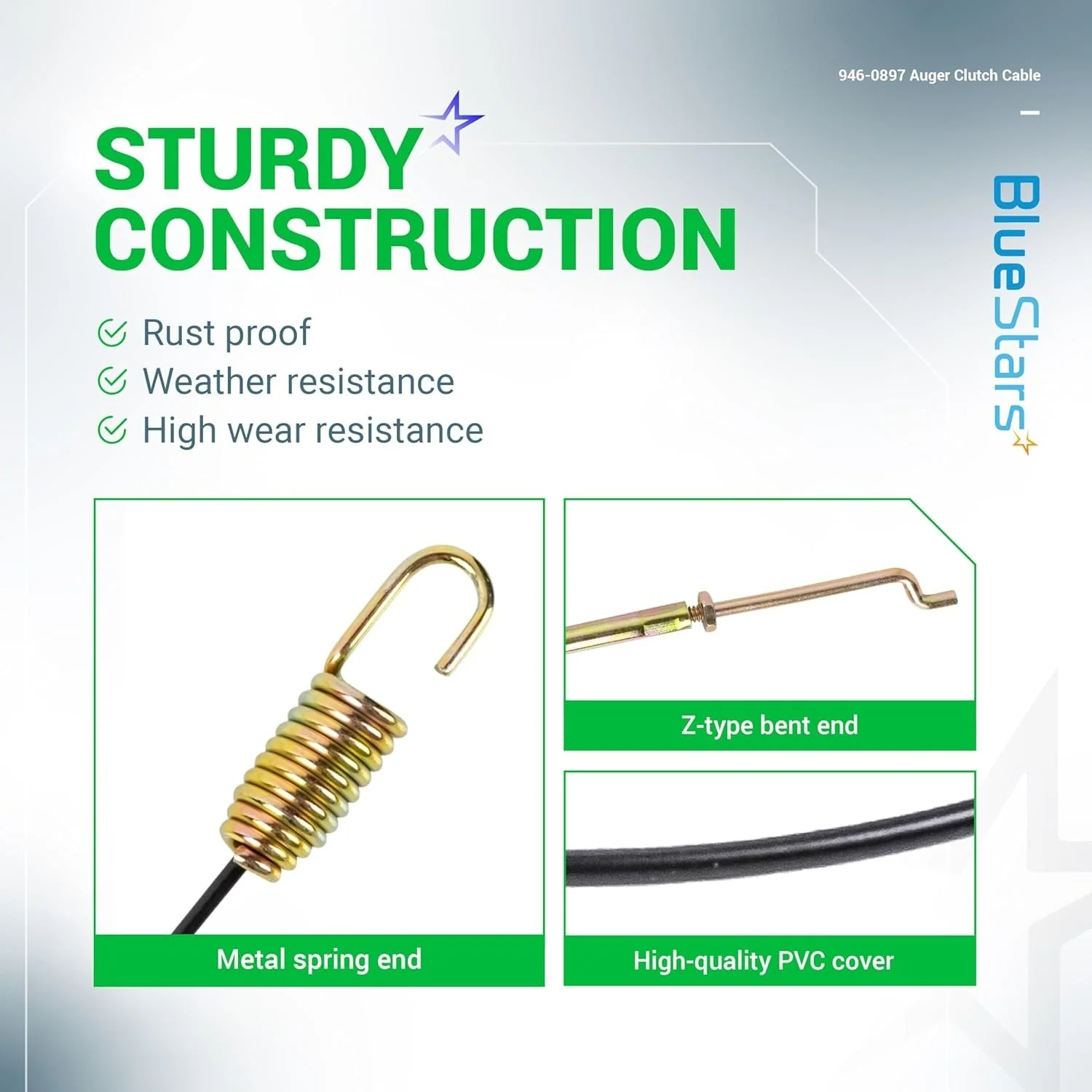 [Lifetime Warranty] 946-0897 Snow Blower Auger Clutch Cable - Image 3