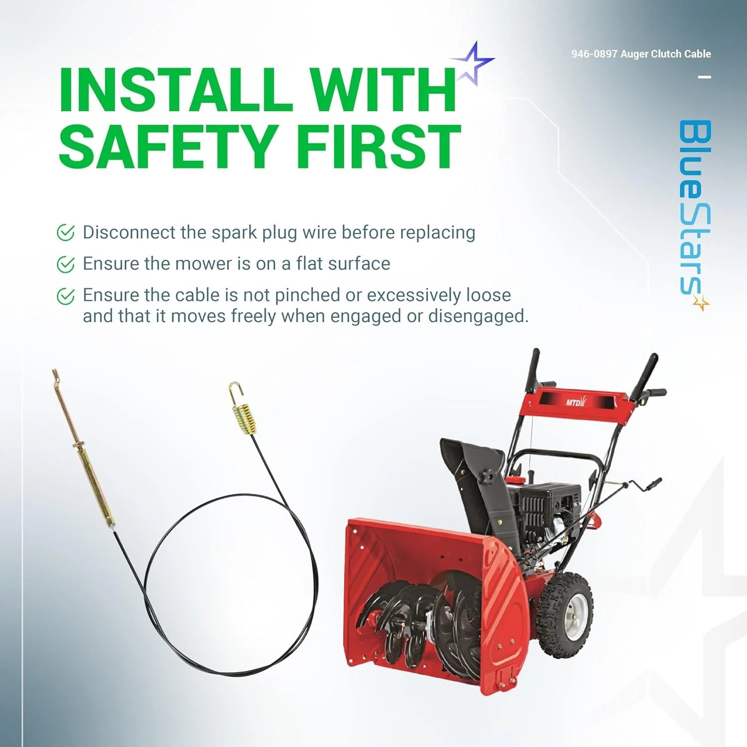 [Lifetime Warranty] 946-0897 Snow Blower Auger Clutch Cable - Image 8