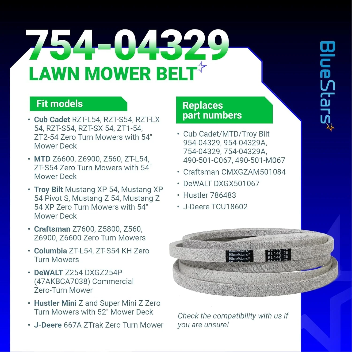 [Lifetime Warranty] Deck Belt 754-04329 - Image 4