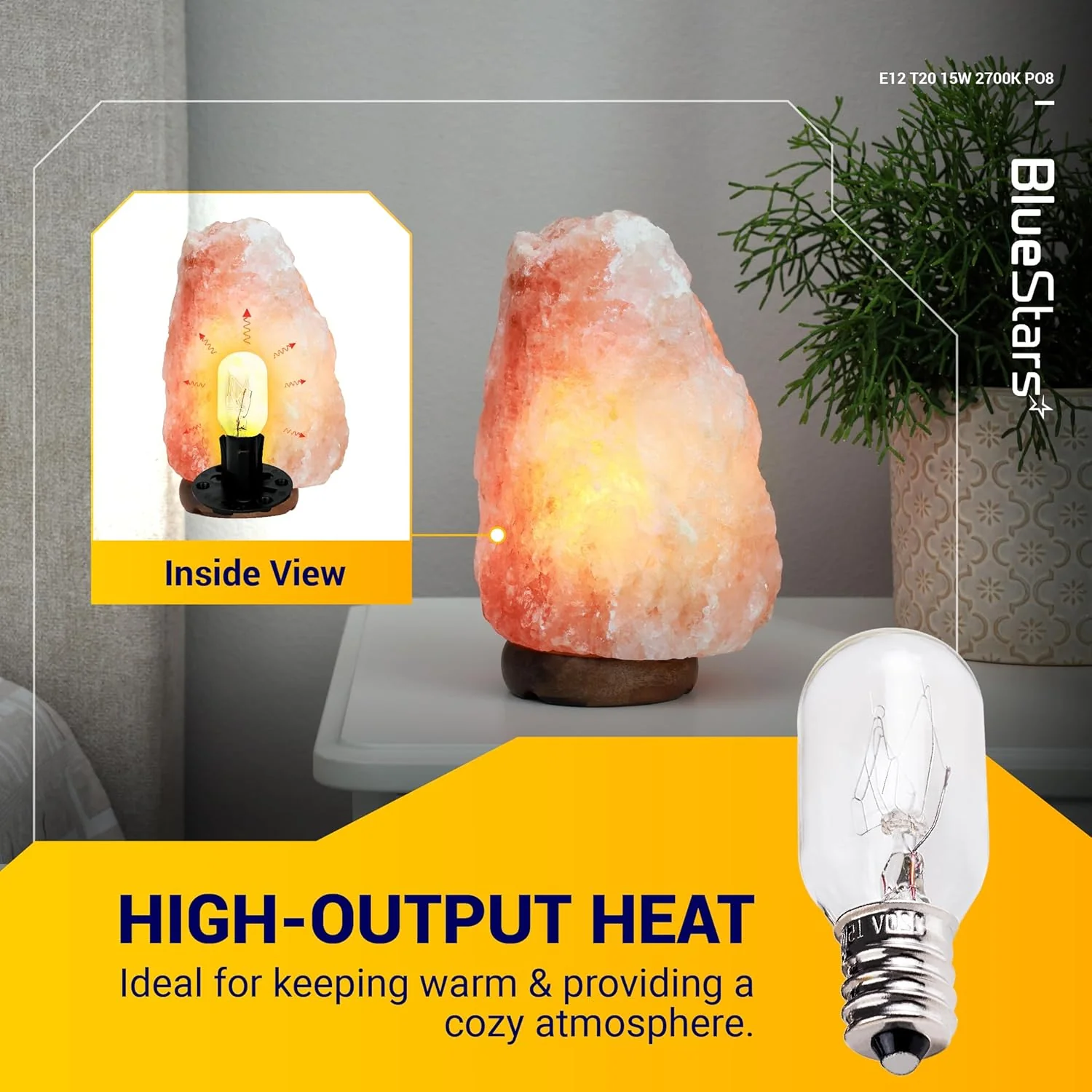 [Lifetime Warranty] E12 T20 Salt Lamp Bulb 120V 15W, 2700K Warm White - Pack of 8 - Image 4
