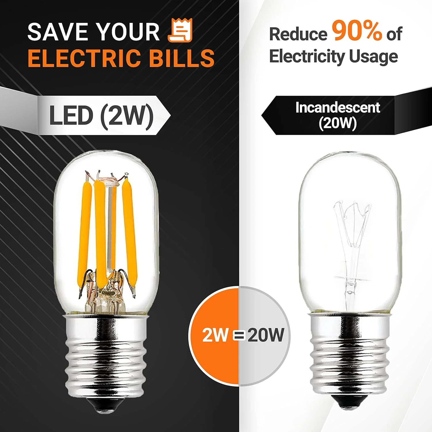 [Lifetime Warranty] E17 T7 LED Bulb 2W 120V (25W Equivalent) - Pack of 3 - Image 6