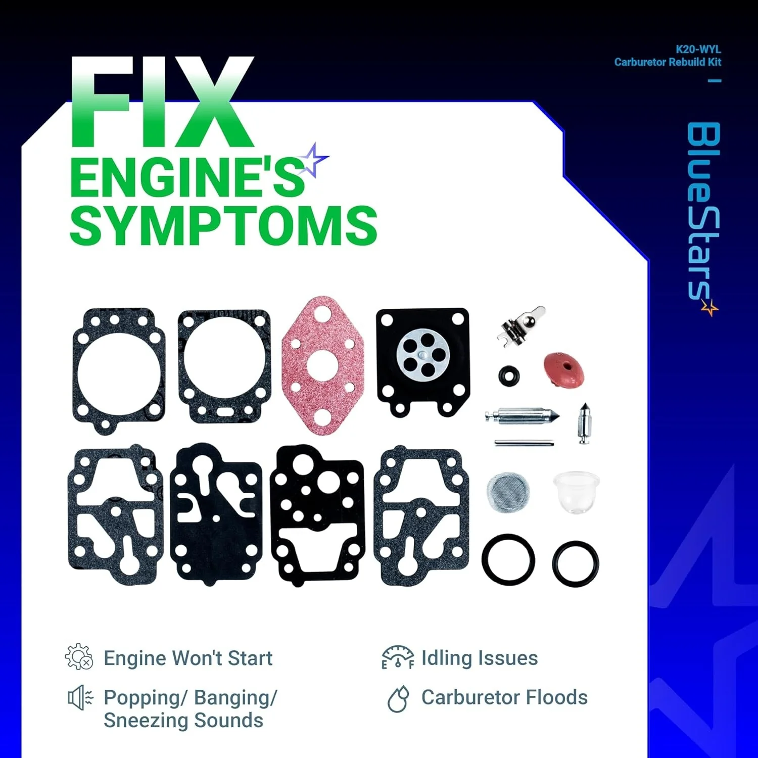 [Lifetime Warranty] K20-WYL Carburetor Rebuild Kit with Primer Bulb - Image 6