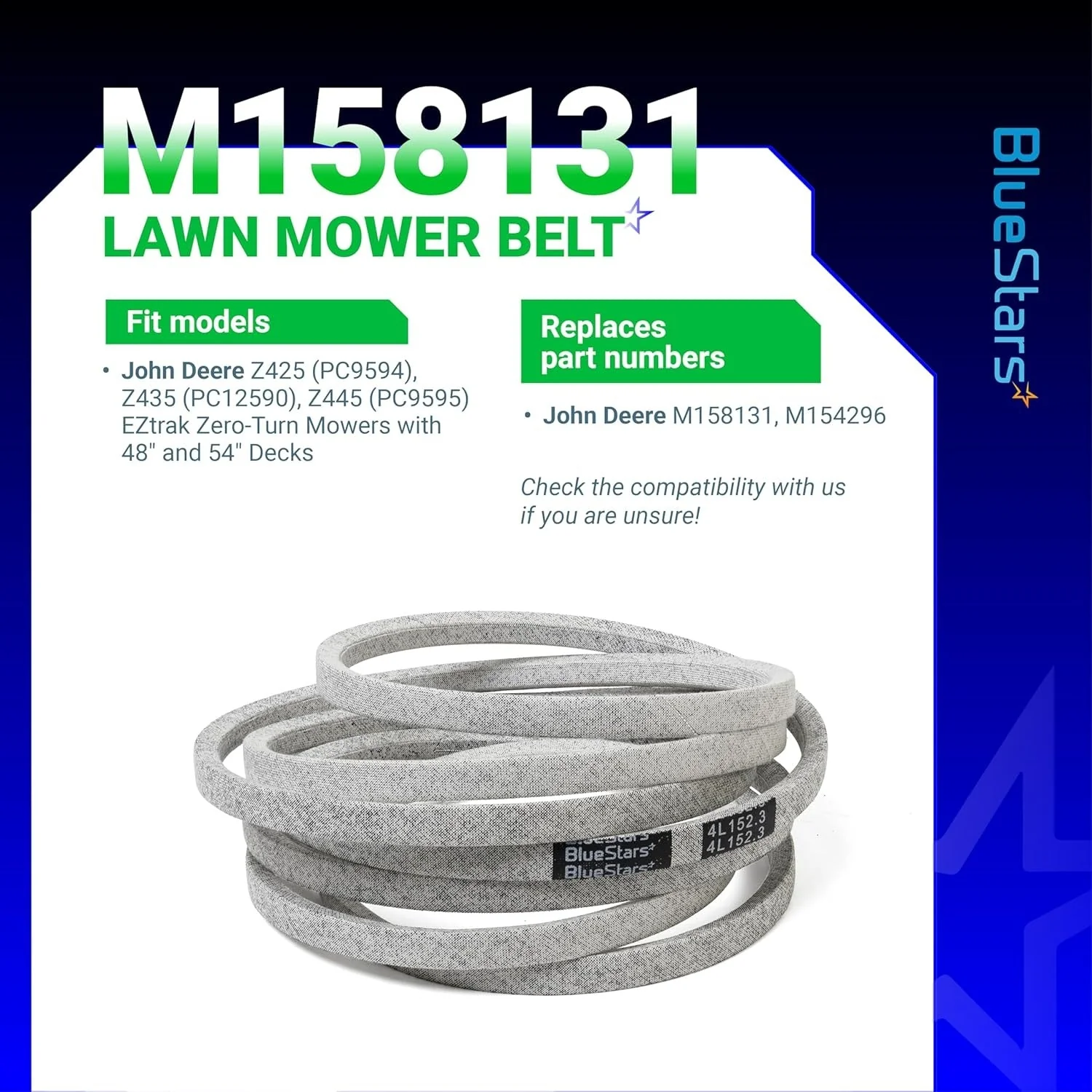 [Lifetime Warranty] Mower Deck Belt M154296 M158131 152.3" x 0.5" - Image 4