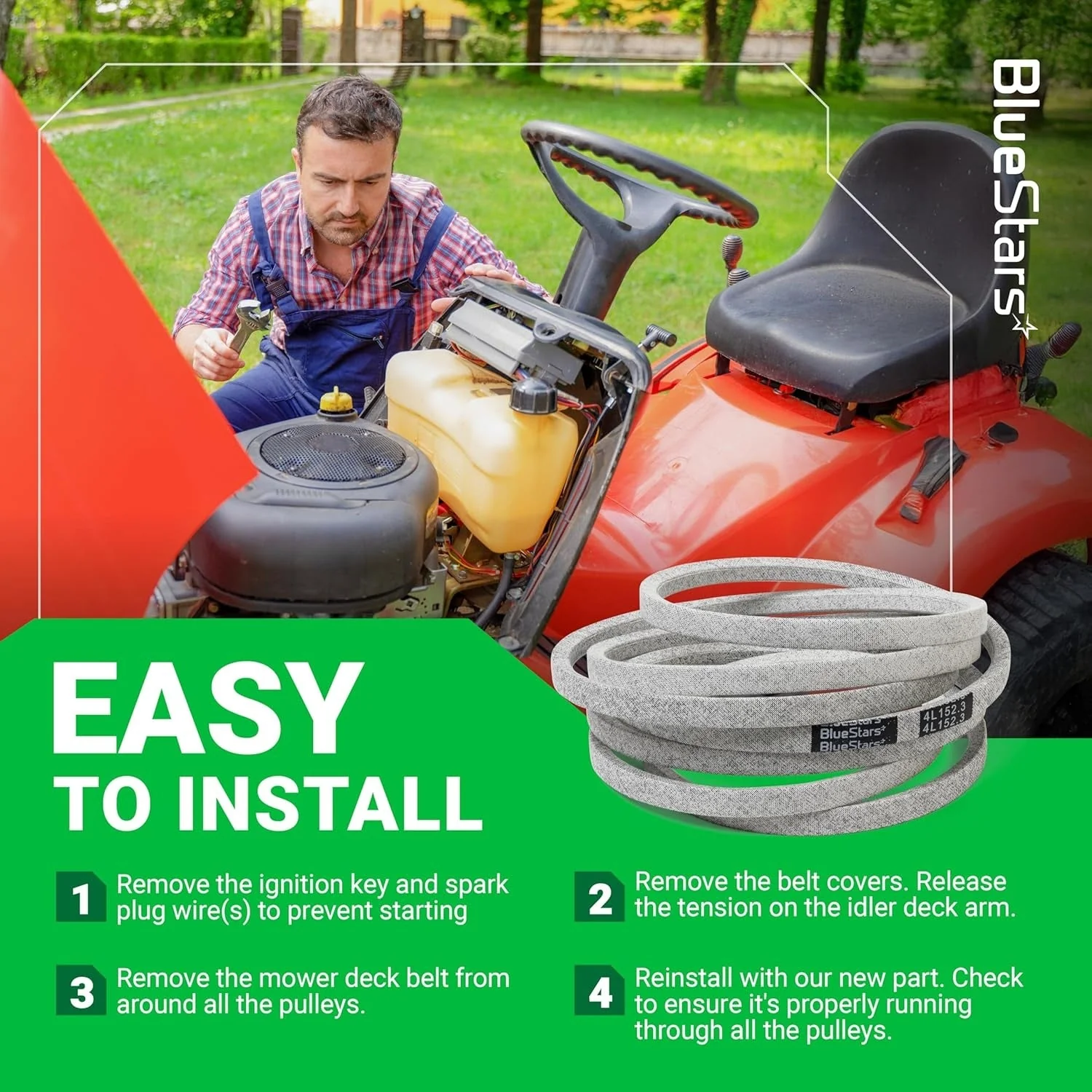 [Lifetime Warranty] Mower Deck Belt M154296 M158131 152.3" x 0.5" - Image 8