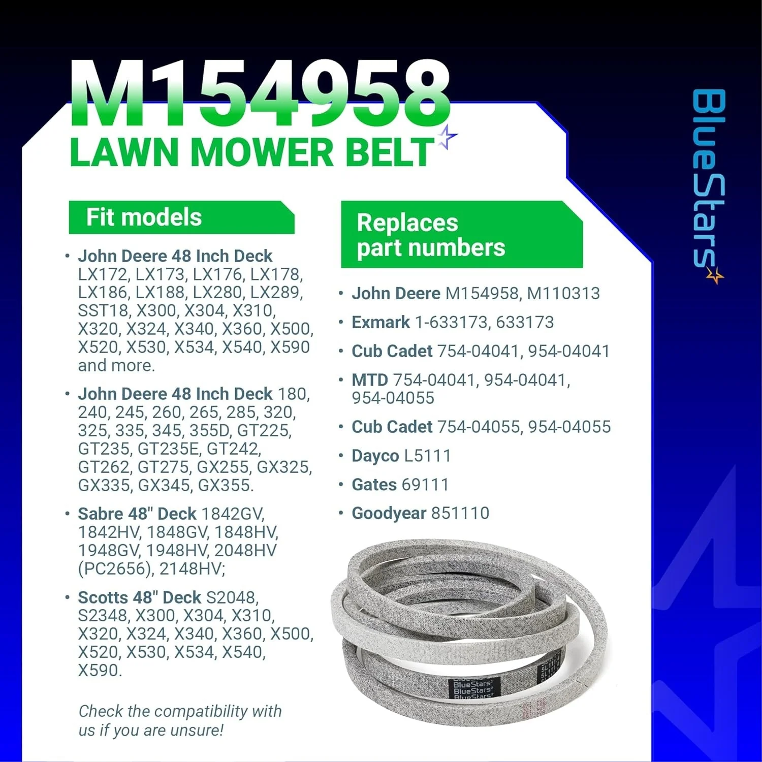 [Lifetime Warranty] Mower Deck Belt M154958 111.4" x 5/8" - Image 4