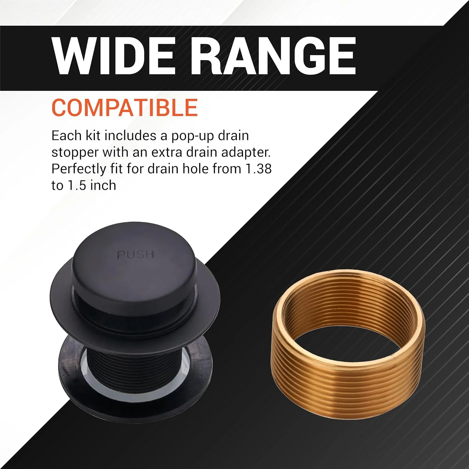 [Lifetime Warranty] Tip-Toe Tub Trim Kit Set with Two-Hole Matte Black - Image 3