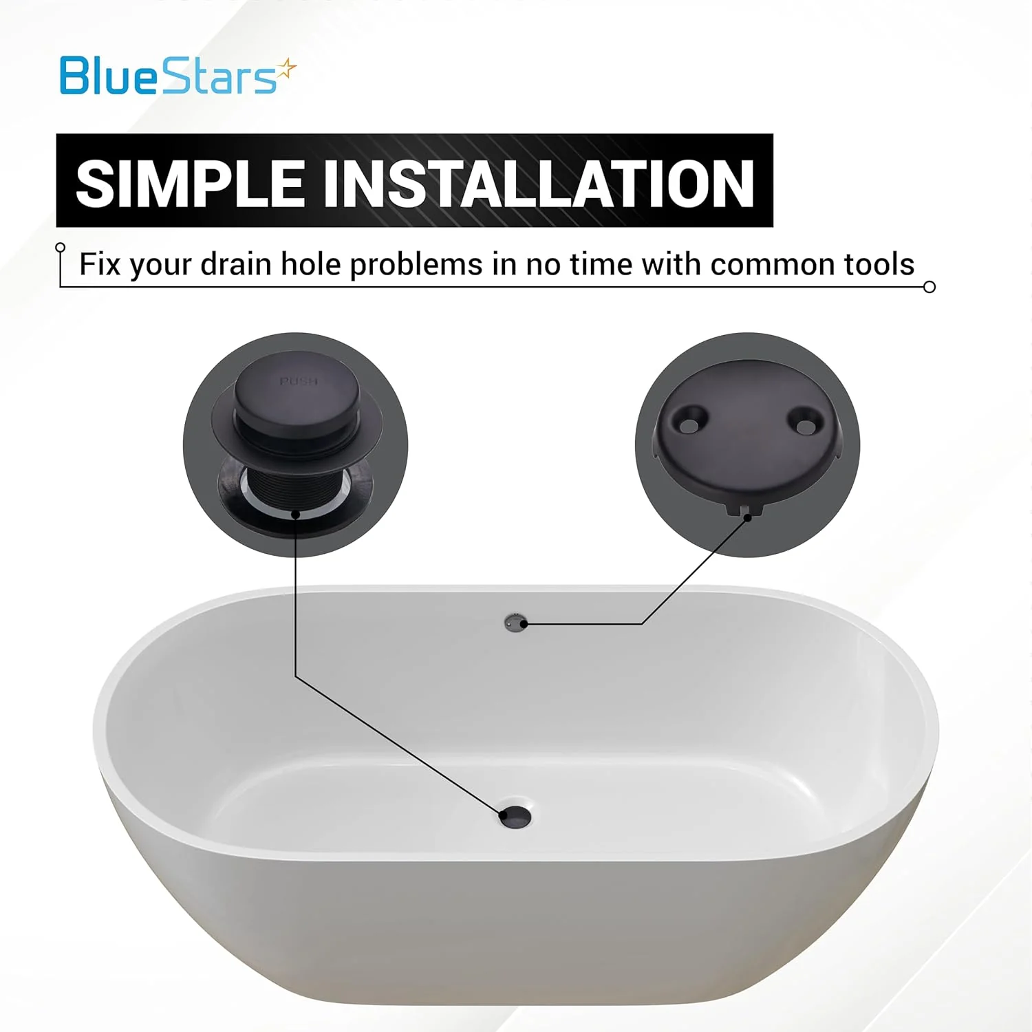 [Lifetime Warranty] Tip-Toe Tub Trim Kit Set with Two-Hole Matte Black - Image 5