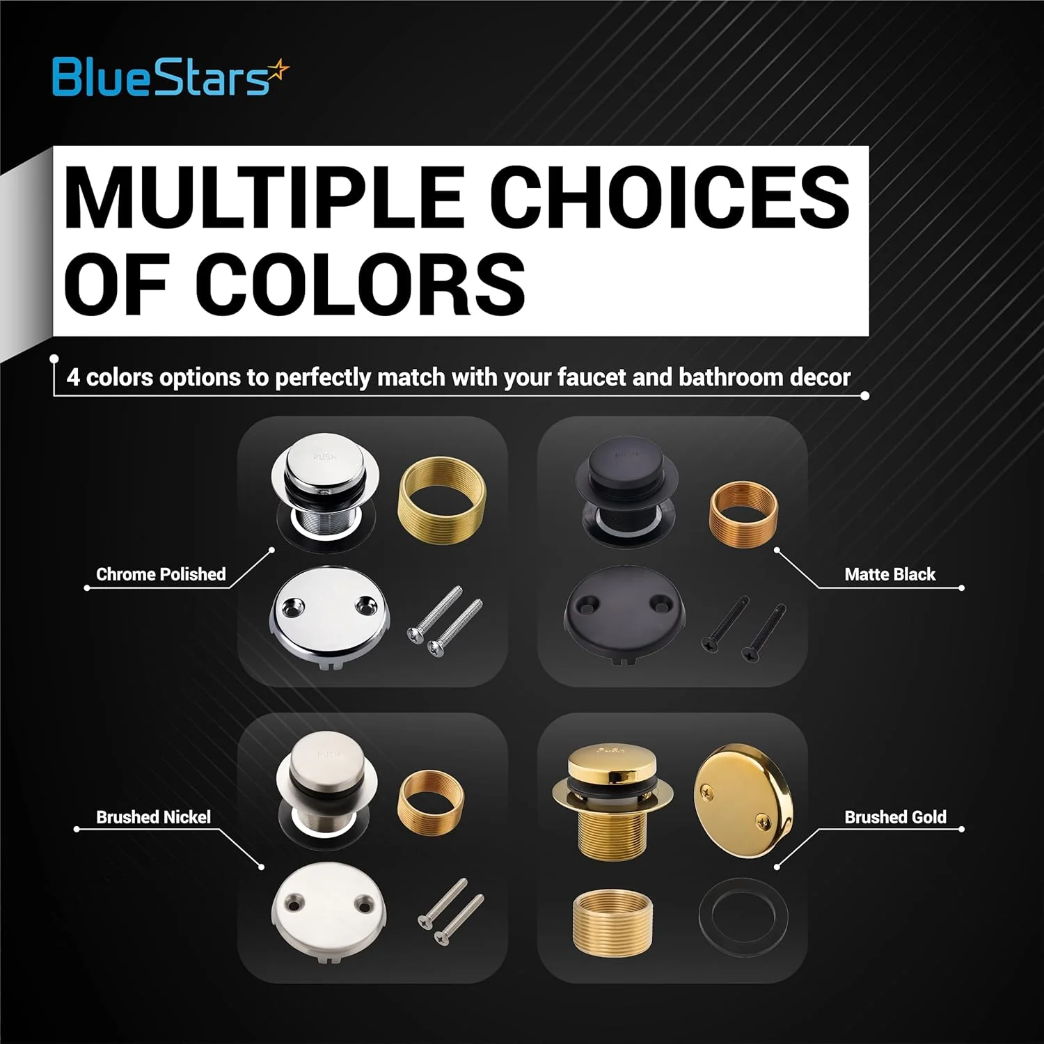 [Lifetime Warranty] Tip-Toe Tub Trim Kit Set with Two-Hole Matte Black - Image 7