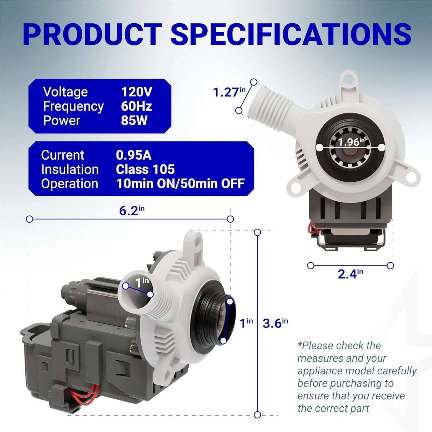 [Lifetime Warranty] W10276397 Washer Drain Pump - Image 3