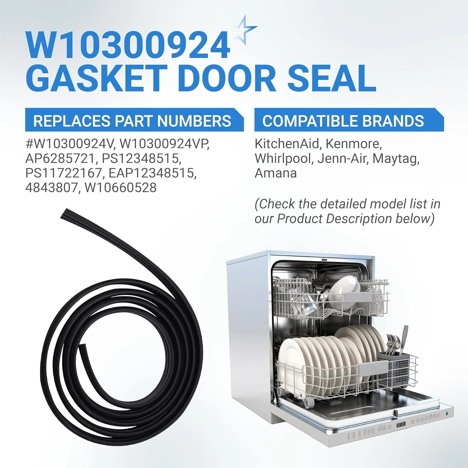 [Lifetime Warranty] W10300924 Dishwasher Door Seal Gasket - Image 4