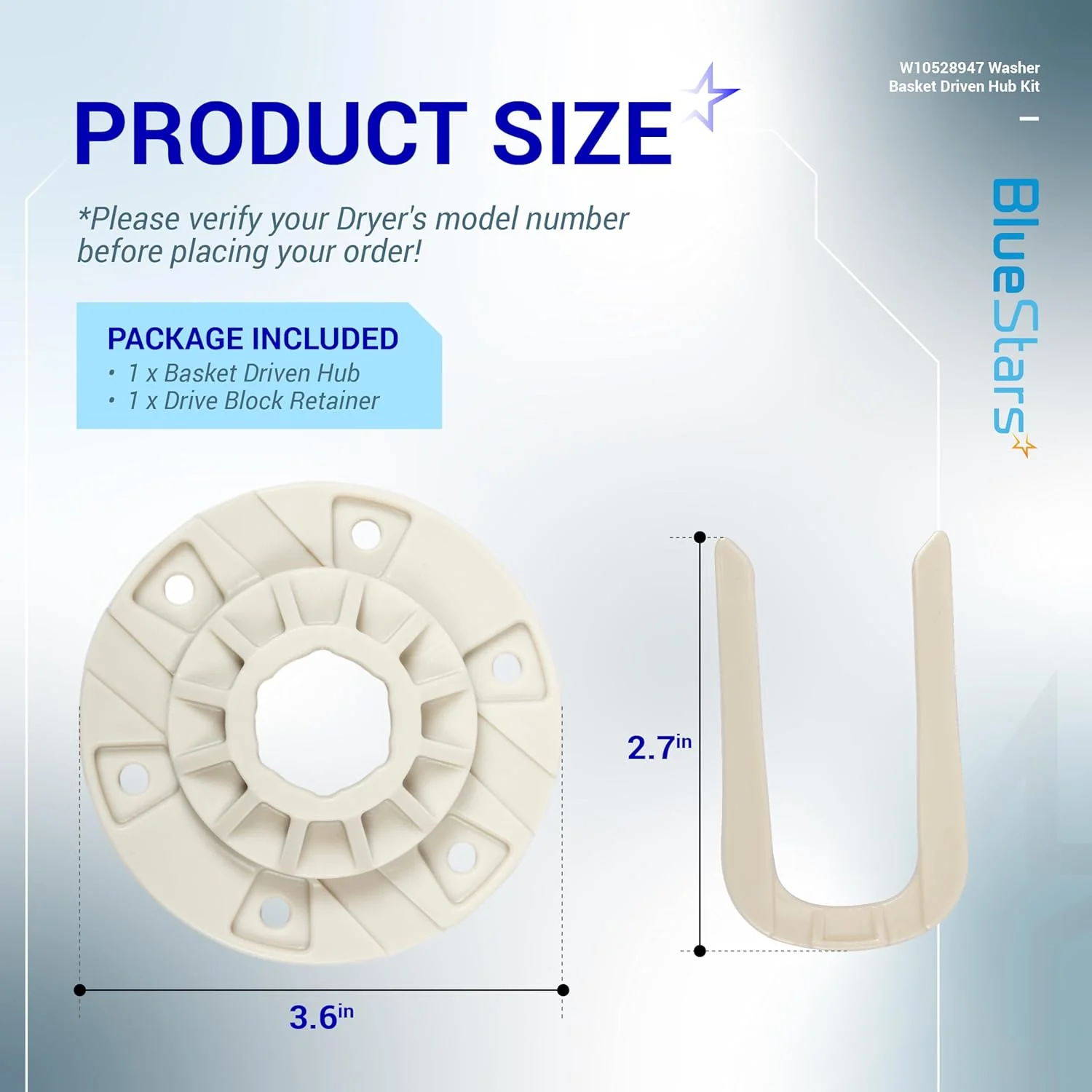 [Lifetime Warranty] W10528947 W10396887 Washer Basket Driven Hub Kit - Image 3