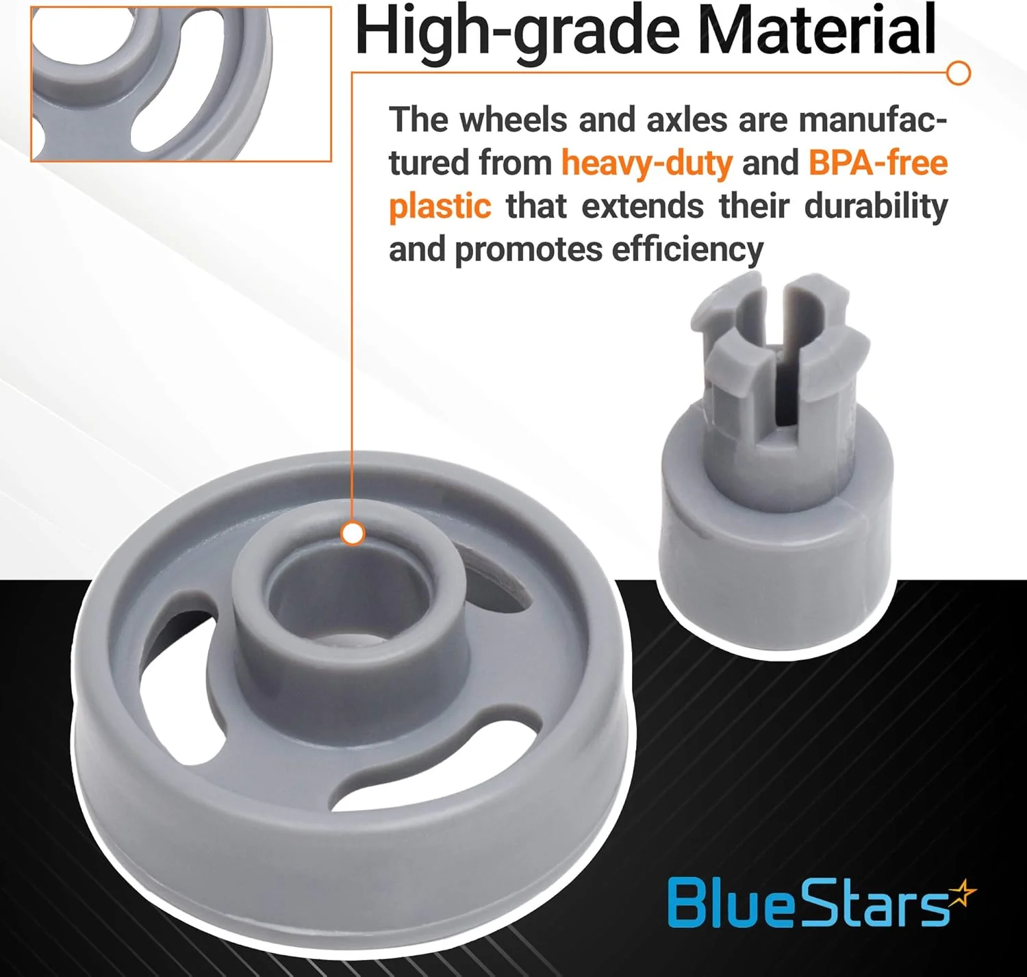 [Lifetime Warranty] WD12X10231 Dishwasher Lower Rack Wheel - Pack of 8 - Image 4