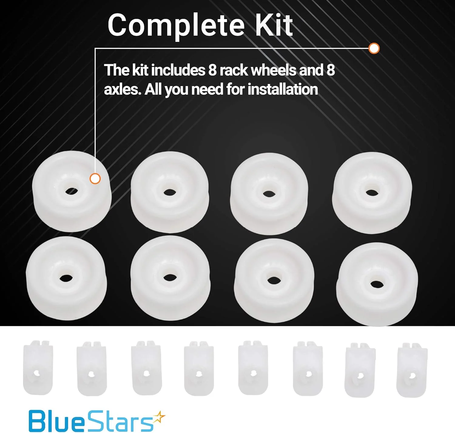 [Lifetime Warranty] WD12X271 Dishwasher Lower Rack Roller and Axle Kit - Pack of 8 - Image 5